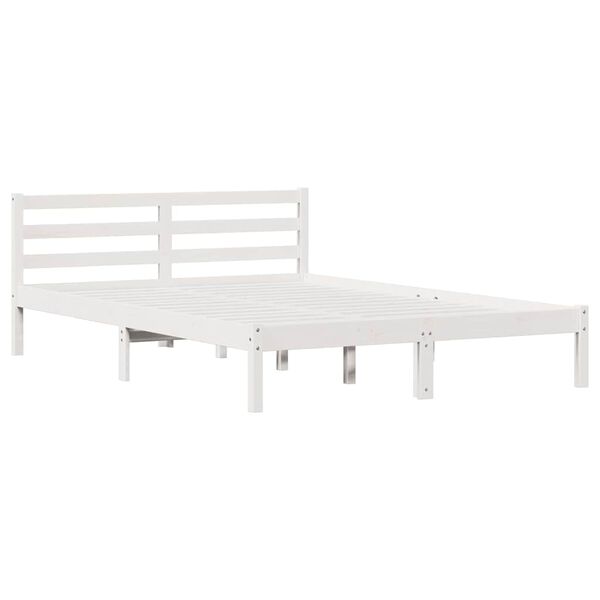 vidaXL Cadre de lit Blanc 208.6 x 157.6 x 69.4 cm Pin massif