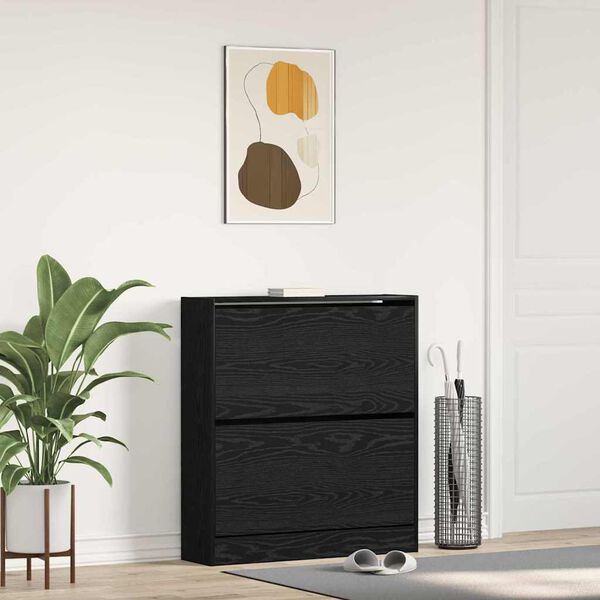 vidaXL Cabinet &agrave; chaussures avec &eacute;tag&egrave;re Ch&ecirc;ne noir 80 x 21 x 87,5 cm