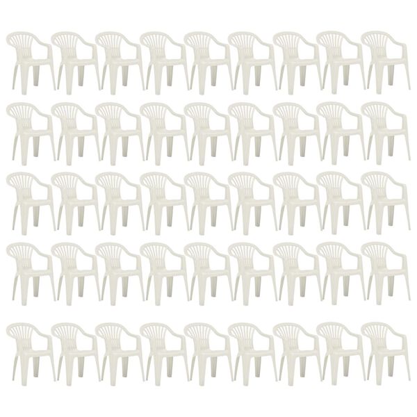 vidaXL Chaises empilables de jardin 45 pcs Plastique Blanc