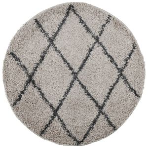vidaXL Tapis shaggy &agrave; poils longs moderne beige et anthracite &Oslash; 80 cm