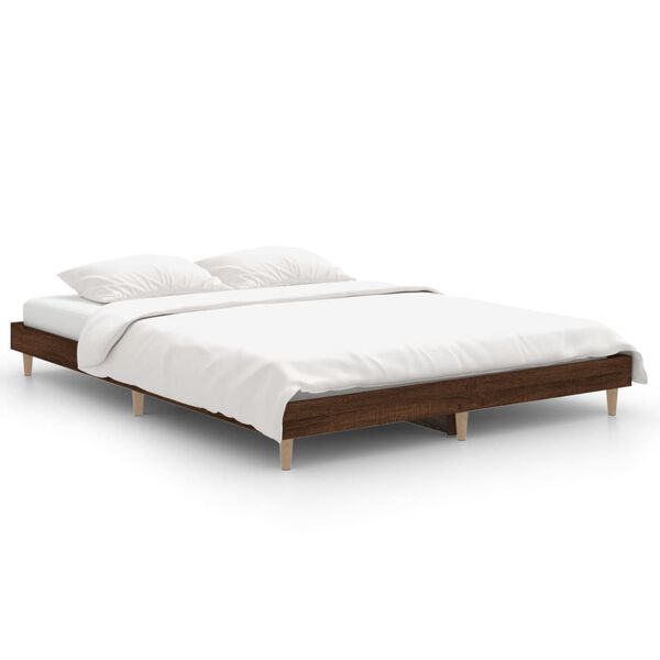 vidaXL Cadre de lit sans matelas ch&ecirc;ne marron 135x190 cm