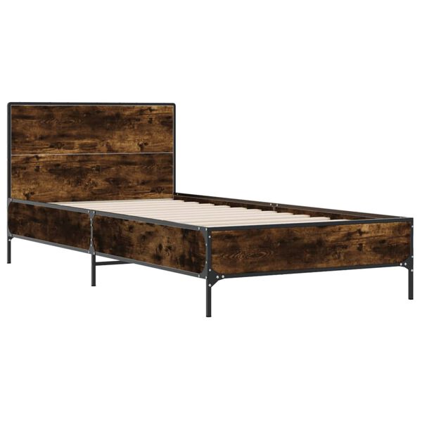 vidaXL Cadre de lit sans matelas ch&ecirc;ne fum&eacute; 90x190 cm