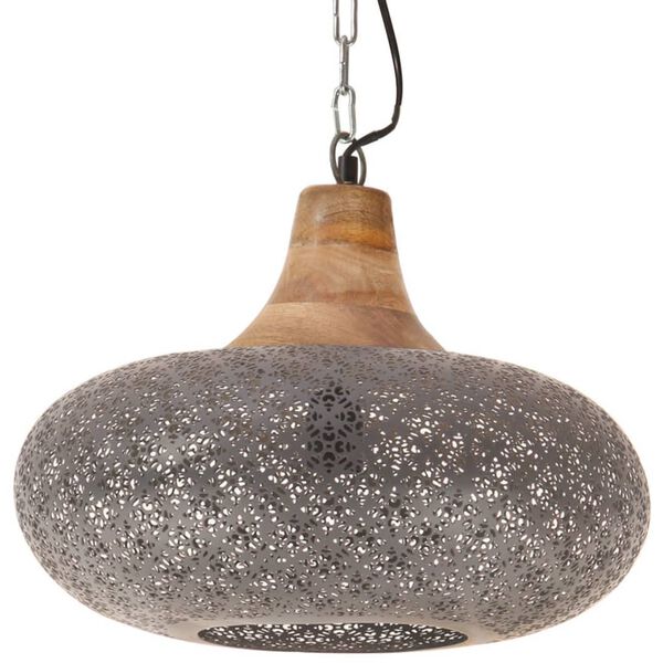 vidaXL Lampe suspendue industrielle Gris Fer et bois solide 40 cm E27