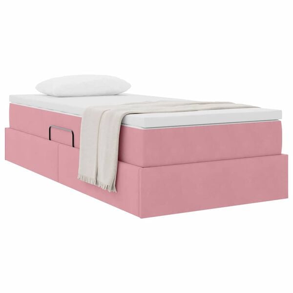 vidaXL Lit avec rangement et matelas Rose 90 x 190 cm Velours