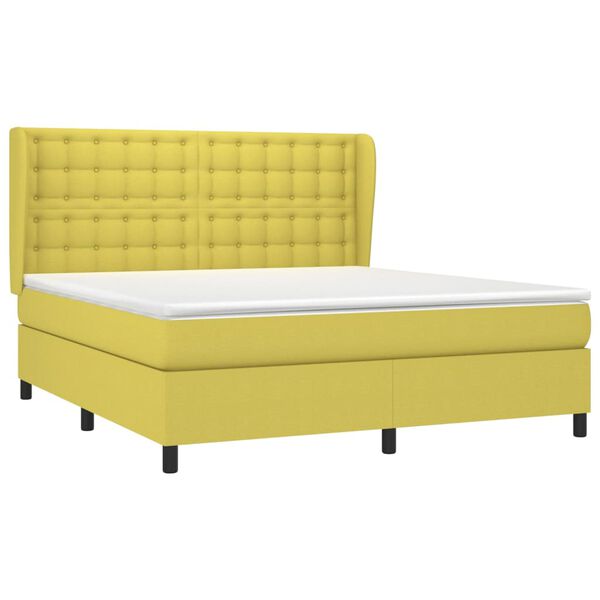 vidaXL Sommier &agrave; lattes de lit avec matelas Vert 180x200 cm Tissu