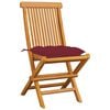 vidaXL Chaises de jardin avec coussins rouge bordeaux lot de 4 Teck