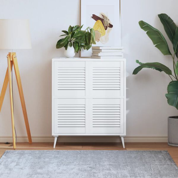 vidaXL Portes d'armoire &agrave; persiennes 4pcs blanc 39,5x39,4cm pin massif