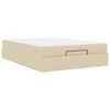 vidaXL Cadre de lit avec matelas avec matelas 2 pcs Cr&egrave;me tissu