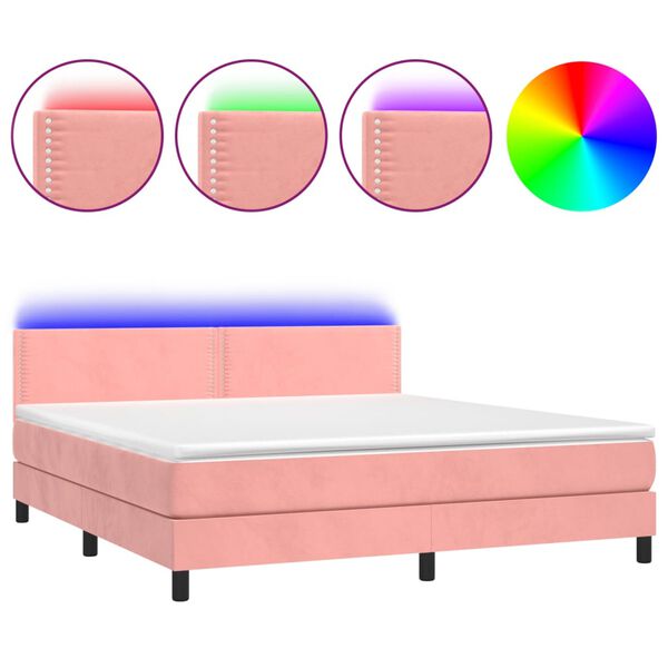vidaXL Sommier &agrave; lattes de lit avec matelas LED Rose 180x200 cm