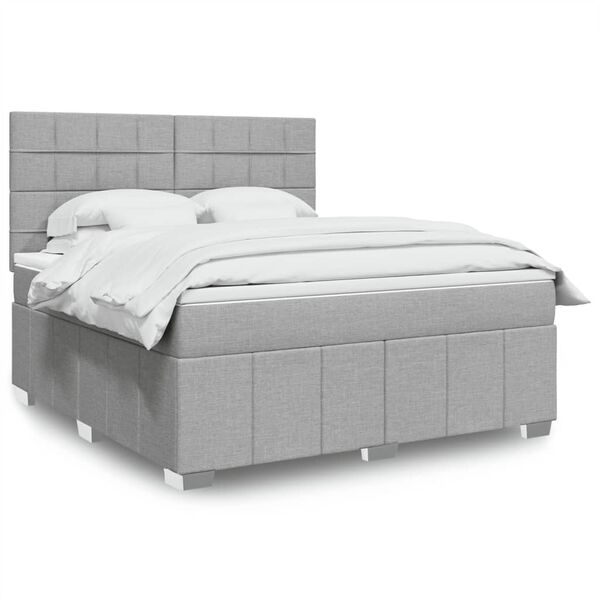 vidaXL Sommier &agrave; lattes de lit avec matelas Gris clair 180x200cm Tissu