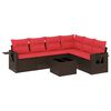 vidaXL Ensemble de canap&eacute; de jardin 7 pcs avec coussins marron r&eacute;sine tress&eacute;e