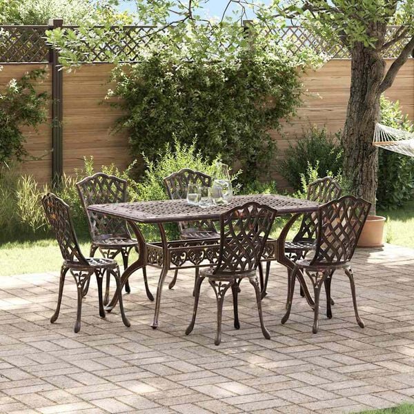 vidaXL Ensemble de salle &agrave; manger pour jardin 7 pcs Bronze Aluminium