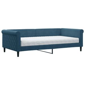 vidaXL Lit de jour avec matelas bleu 100x200 cm velours