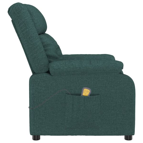 vidaXL Fauteuil de massage Vert fonc&eacute; Tissu