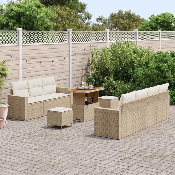 vidaXL Ensemble de canapé de jardin 10 pcs Beige polyrotin