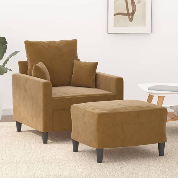 vidaXL Fauteuil avec repose-pied Marron 60 cm Velours