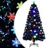 vidaXL Sapin de No&euml;l et flocons de neige LED Noir 120 cm Fibre optique