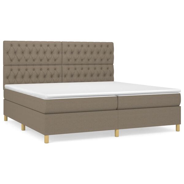 vidaXL Sommier &agrave; lattes de lit avec matelas Taupe 200x200 cm Tissu