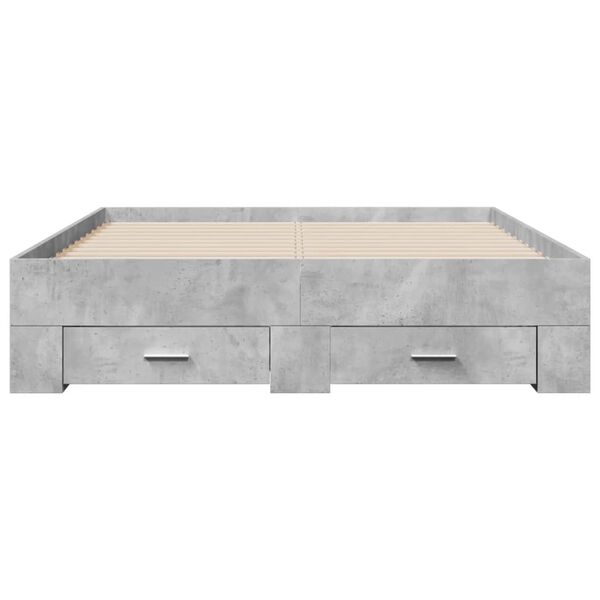 vidaXL Cadre de lit avec tiroirs sans matelas gris b&eacute;ton 140x190 cm