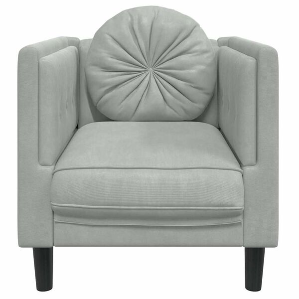 vidaXL Fauteuil avec coussin gris clair Velours