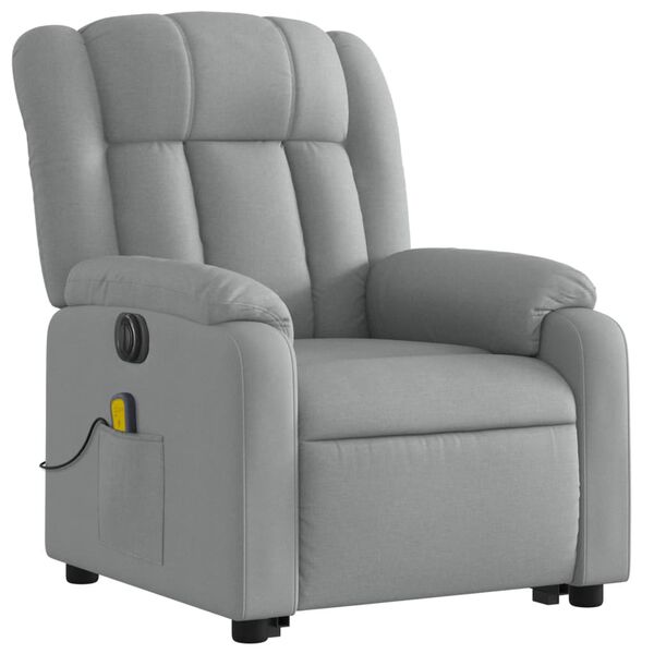 vidaXL Fauteuil inclinable de massage &eacute;lectrique Gris clair Tissu