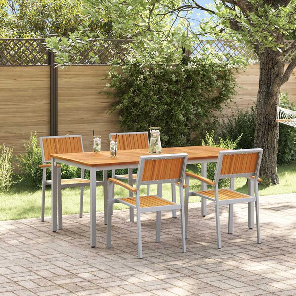 vidaXL Ensemble de salle à manger pour jardin 5 pcs Gris et marron