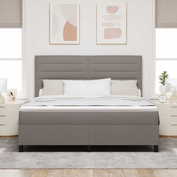 vidaXL Lit &agrave; ressorts avec matelas Taupe 180 x 200 cm tissu