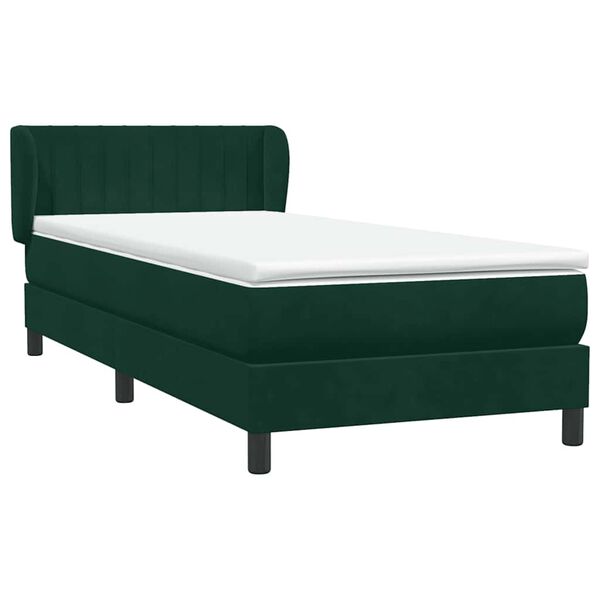 vidaXL Sommier &agrave; lattes de lit et matelas vert fonc&eacute; 90x210 cm velours