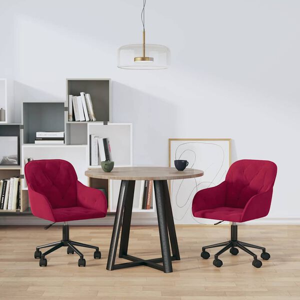 vidaXL Chaises pivotantes &agrave; manger lot de 2 Rouge bordeaux Velours