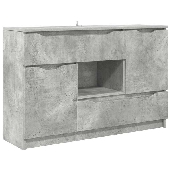 vidaXL Buffet avec tiroir Gris b&eacute;ton 100 x 30 x 65,6 Bois d'ing&eacute;nierie