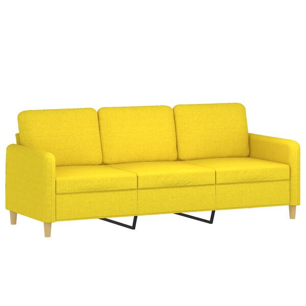 vidaXL Ensemble de canapés 2 pcs avec coussins Jaune clair Tissu