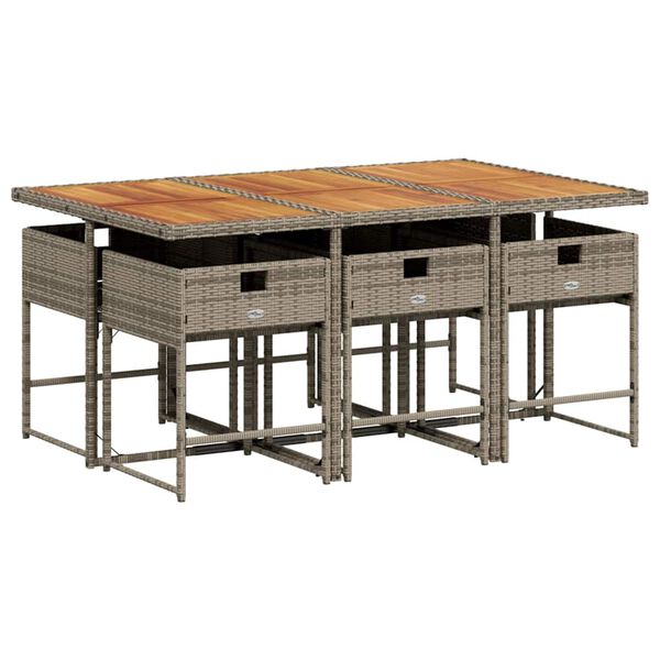 vidaXL Ensemble &agrave; manger de jardin et coussins 7 pcs gris rotin