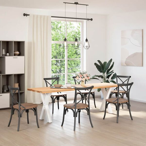 vidaXL Pieds de table &agrave; manger en forme de X, 2 pi&egrave;ces, blanc, 60 x (72-73) cm, acier