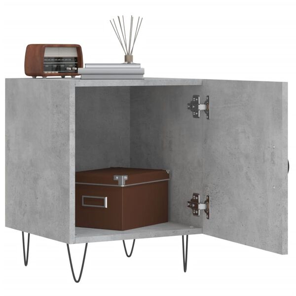 vidaXL Tables de chevet 2 pcs gris b&eacute;ton 40x40x50 cm bois d&rsquo;ing&eacute;nierie