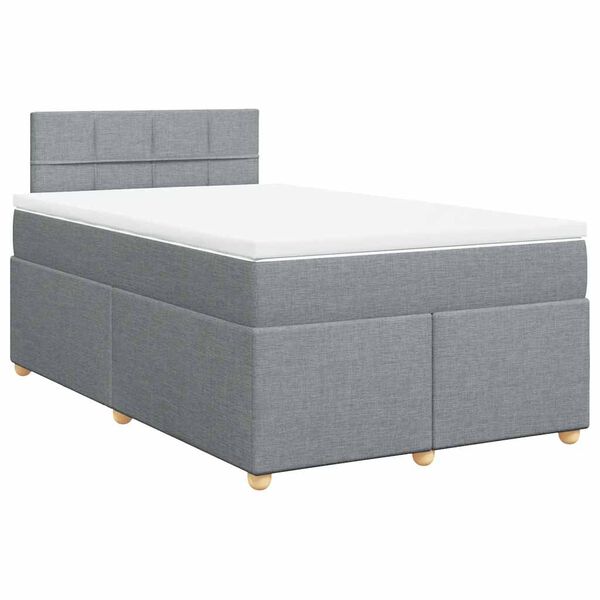 vidaXL Sommier &agrave; lattes de lit et matelas gris clair 120x190 cm tissu