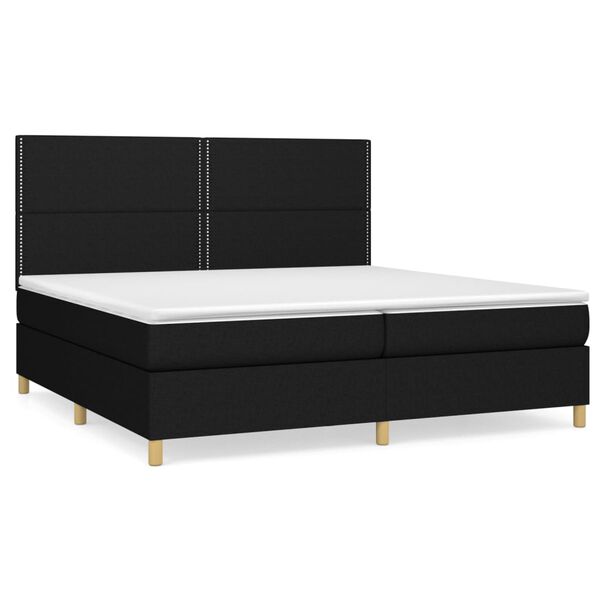 vidaXL Sommier &agrave; lattes de lit avec matelas Noir 200x200 cm Tissu