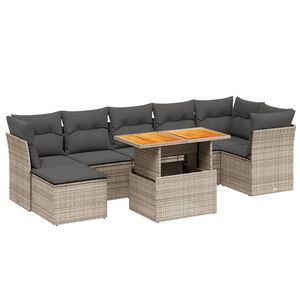 vidaXL Salon de jardin 8 pcs avec coussins gris r&eacute;sine tress&eacute;e