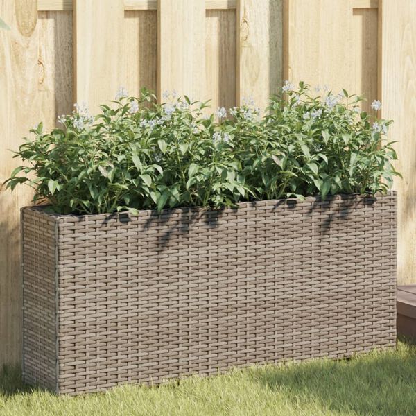 vidaXL Jardini&egrave;res avec 2 pots 2 pcs gris 90x20x40 cm r&eacute;sine tress&eacute;e