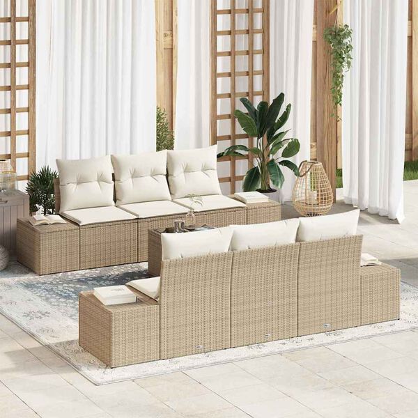 vidaXL Ensemble de canapé de jardin 8 pcs Beige et crème polyrotin