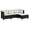 vidaXL Salon de jardin 4 pcs avec coussins noir r&eacute;sine tress&eacute;e
