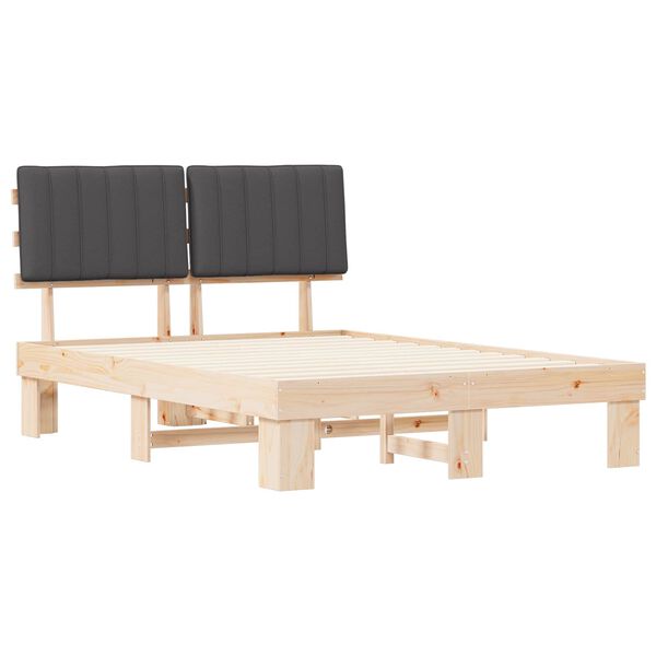 vidaXL Cadre de lit avec t&ecirc;te de lit rembourr&eacute;e Gris fonc&eacute;