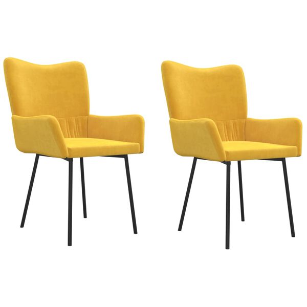 vidaXL Chaises à manger lot de 2 Jaune Velours