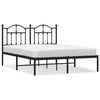 vidaXL Cadre de lit m&eacute;tal sans matelas avec t&ecirc;te de lit noir 135x190cm