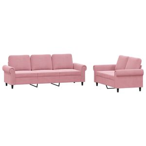 vidaXL Ensemble de canap&eacute;s 2 pcs avec coussins Rose Velours