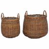 vidaXL Panier &agrave; Plantes avec stockage 2 pcs Marron Rattan Lacak