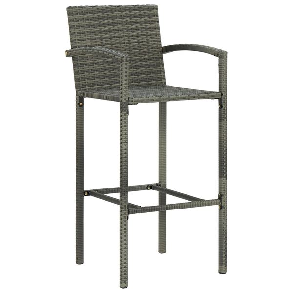 vidaXL Tabourets de bar lot de 4 gris résine tressée