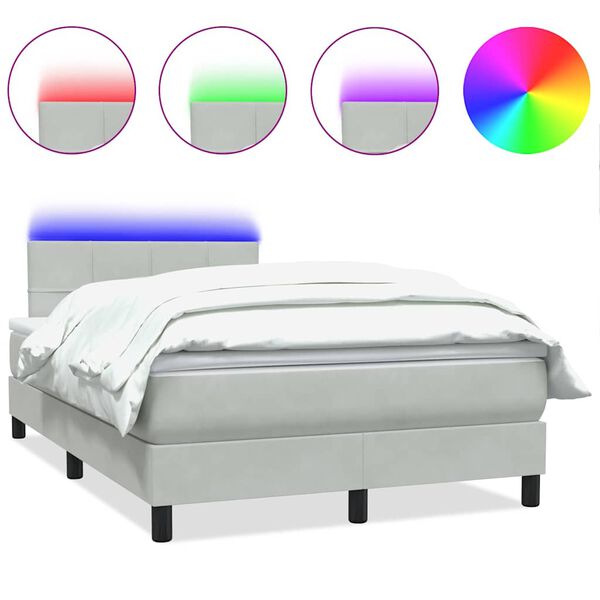 vidaXL Sommier &agrave; lattes de lit avec matelas et LED rose 90x220 cm velours