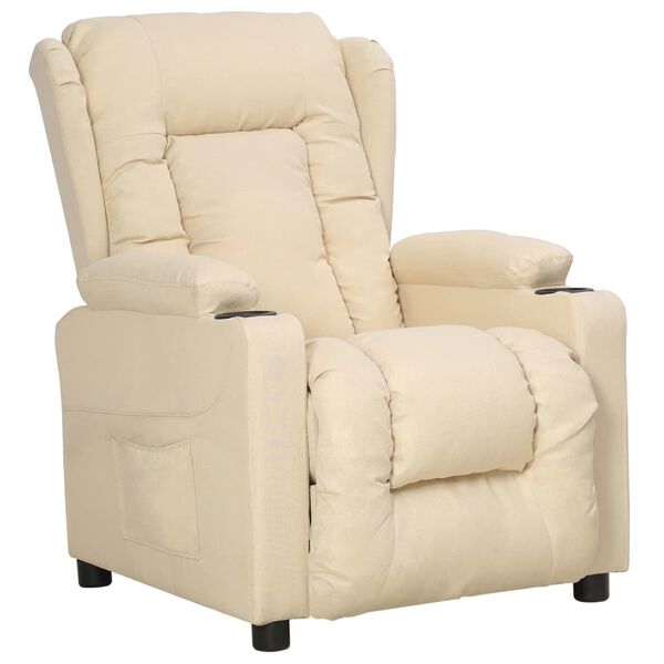 vidaXL Fauteuil inclinable Cr&egrave;me Tissu