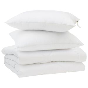 vidaXL Couette d'&eacute;t&eacute; avec oreiller 3 pi&egrave;ces Blanc Microfibre