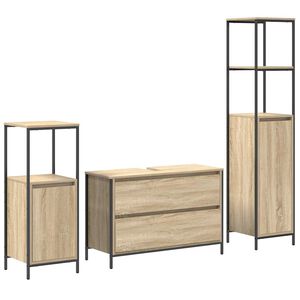 vidaXL Ensemble de mobilier de salle de bain 3 pcs Ch&ecirc;ne Sonoma